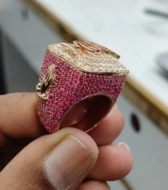 Men’s 5TCW Round Lab Created Customize Name Wedding Ring Rose Gold Plated