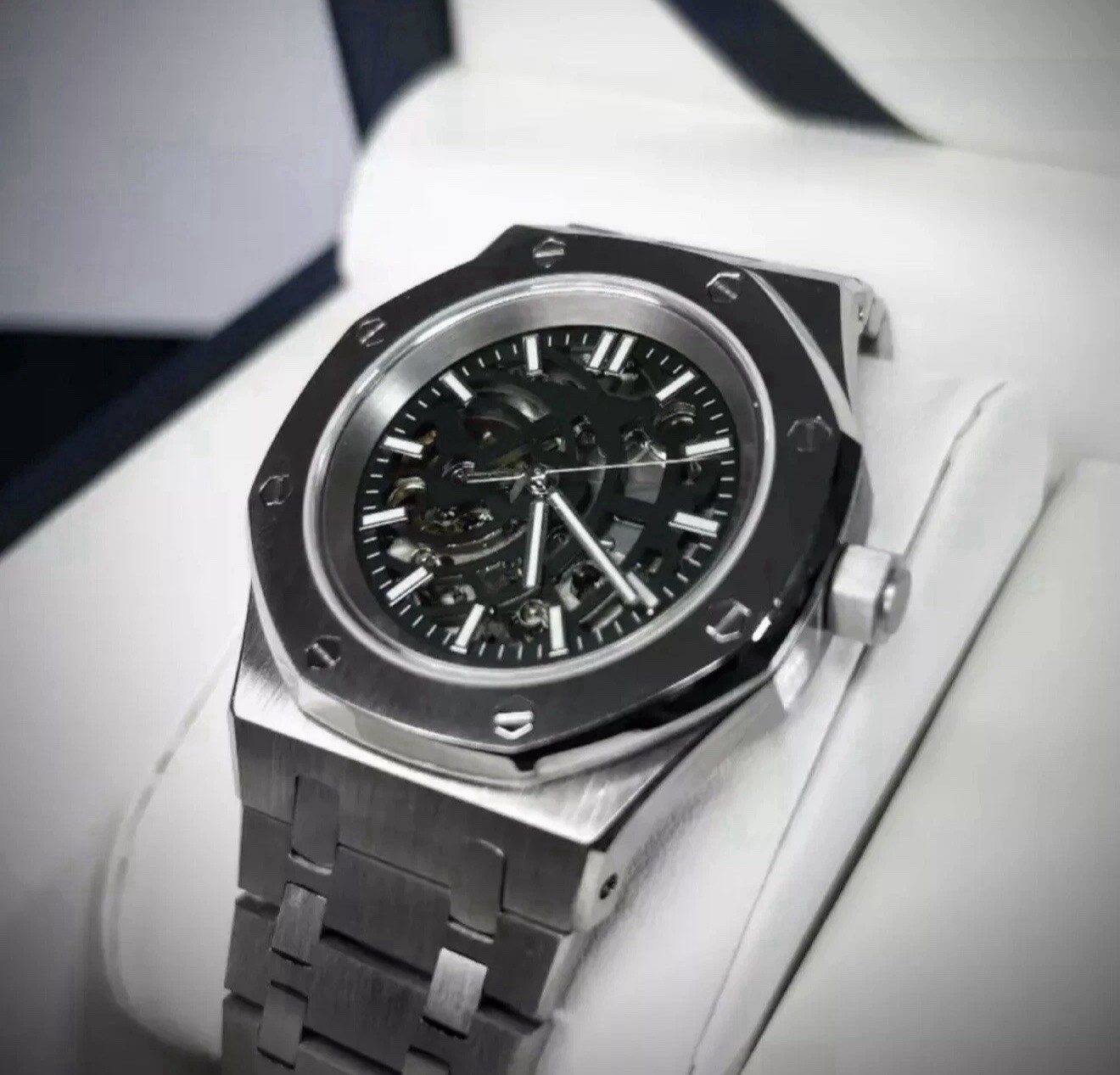 Custom 41mm Silver “RO” Style Skeleton Mod Watch w/ NH70 Automatic