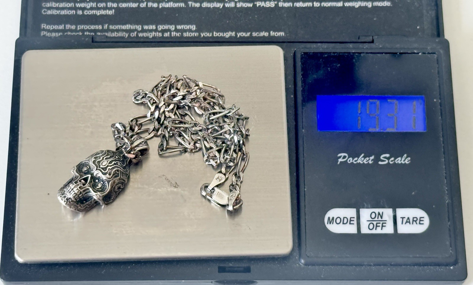 William Henry Cristobal Skull Sterling Silver Pendant Necklace/Chain Italy #11