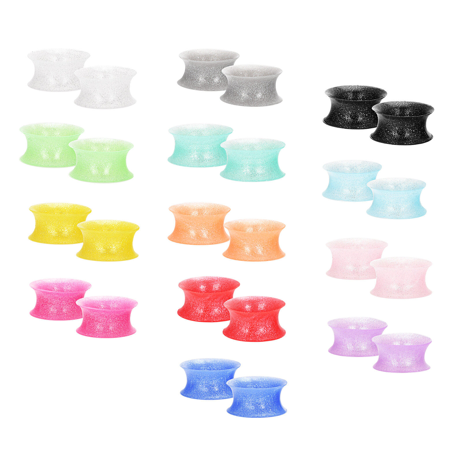 Pair Thin Pearlescent Silicone Ear Skin-Glitter Ear Plugs-Flesh Tunnels Eyelets