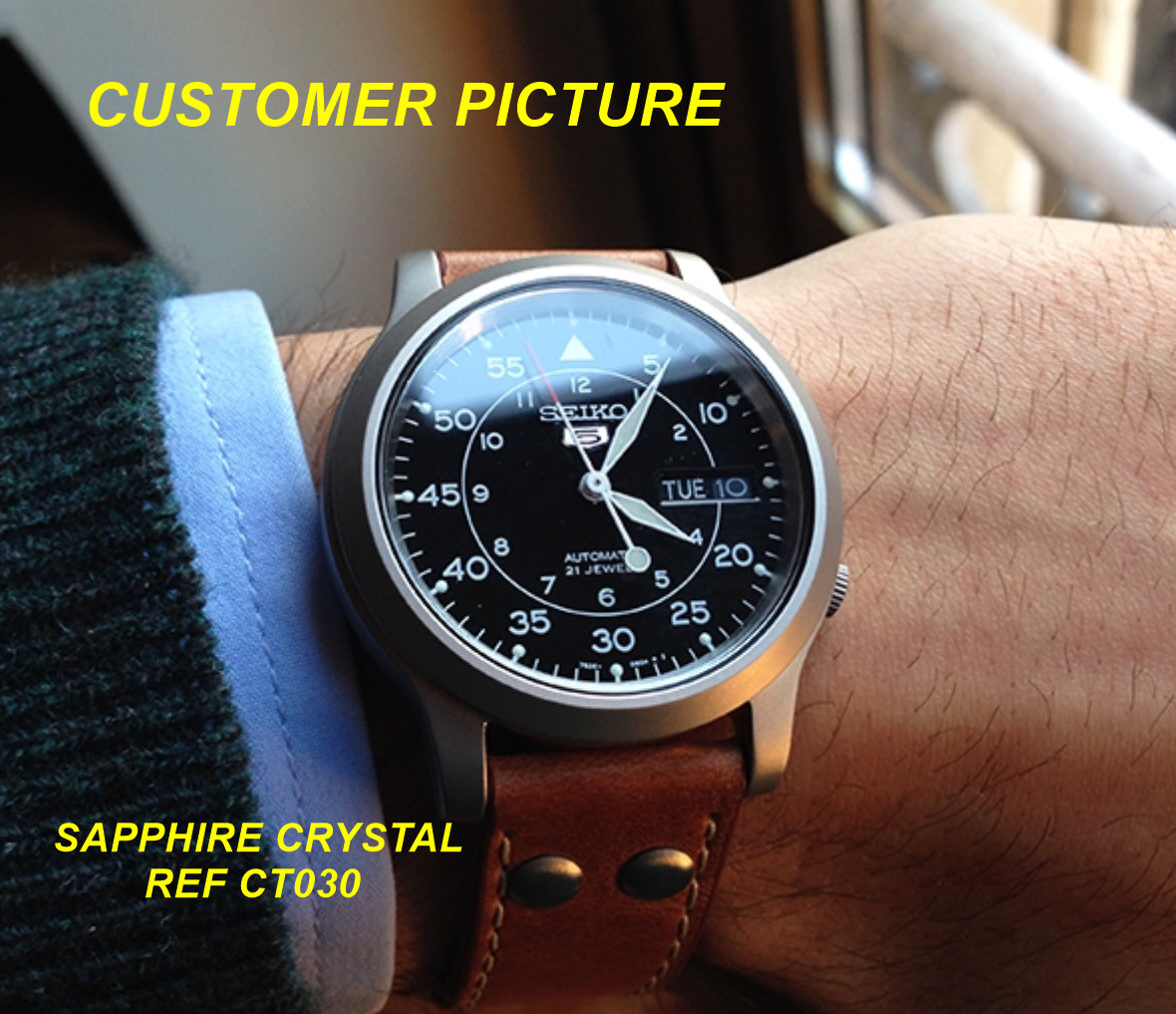 Seiko 5 SNK Flat Sapphire Crystal – 30mm – CT030