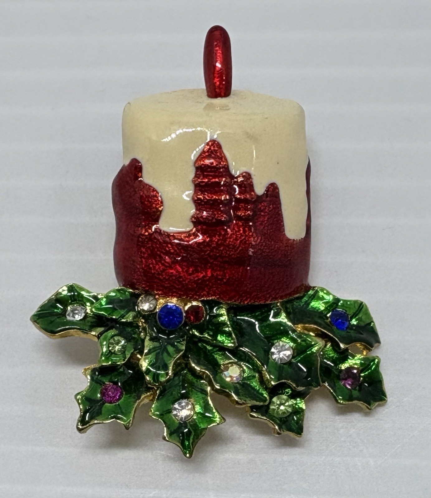 Vintage Lot of 7 Christmas Pins Reindeer-Sled-Dog-Candles-Wreath-Bells