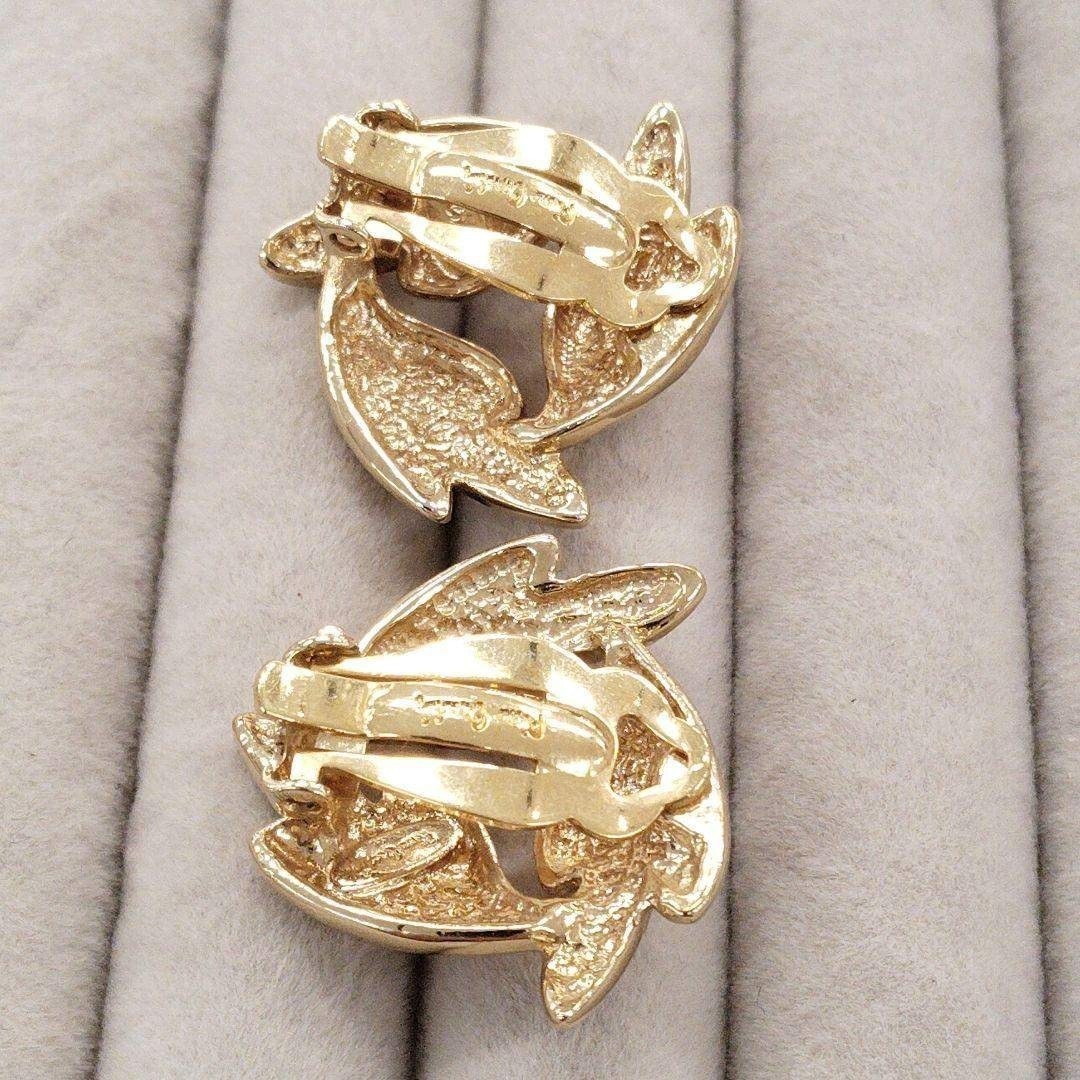 Near mint Pierre Cardin Leaf Design Earrings with Crystals