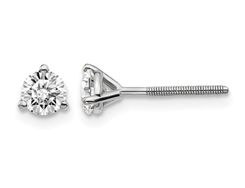 1/2 Carat (ctw VS2-SI1, D-E-F) Lab Grown Diamond Solitaire Earrings 14K Gold