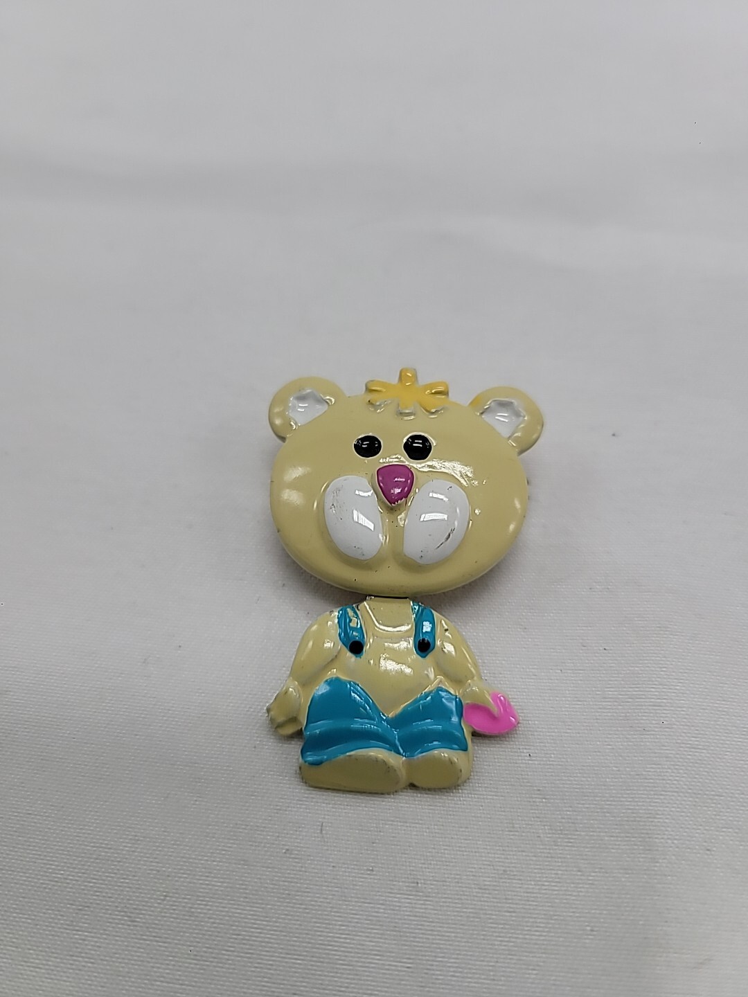 Vintage Enamel Bear Pin w/ Moveable Dangling Body, Made in Korea, 1.5” Tall Cute