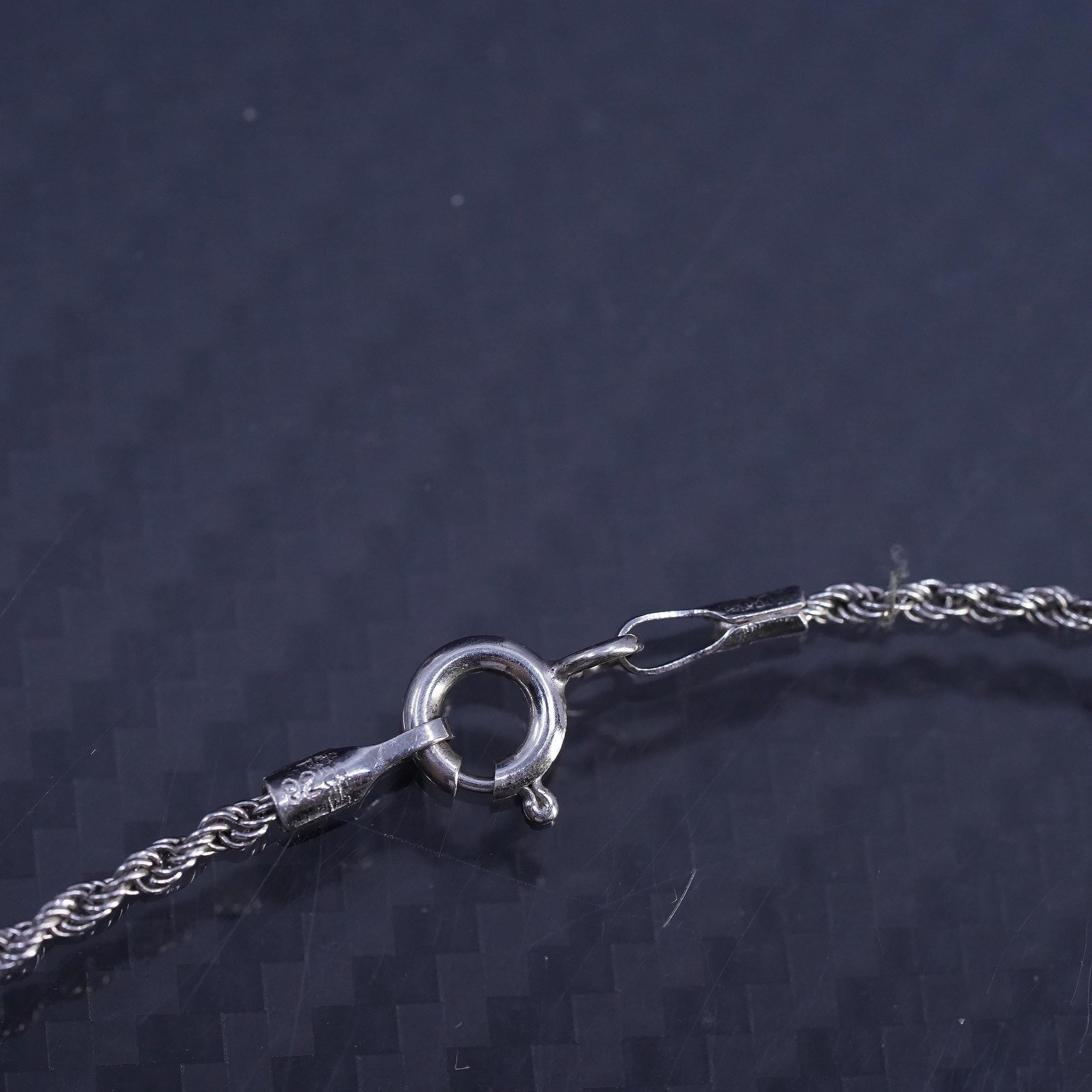 16” 1.6mm, vintage Italian sterling silver 925 French rope chain necklace