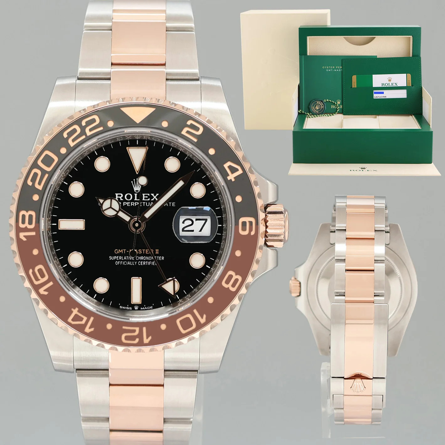 MINT PAPERS Rolex 126711CHNR GMT Master II Two Tone Root Beer Rose Gold Watch