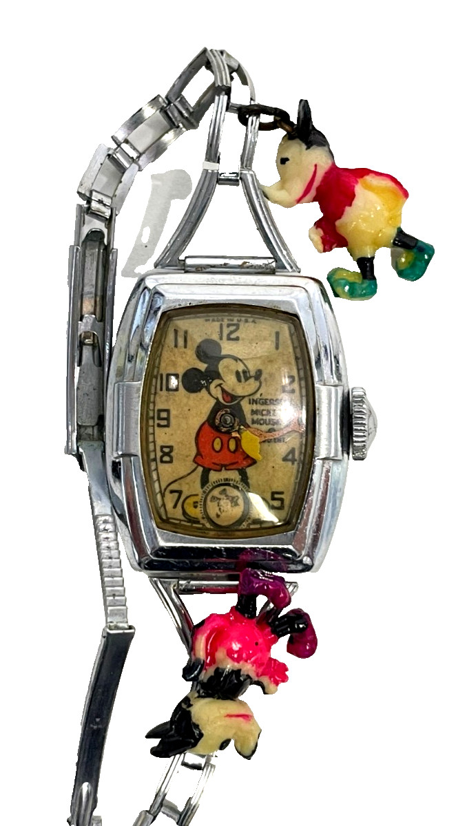 1939 Ingersoll Mickey Mouse ULTRA RARE Watch WITH CHARMS
