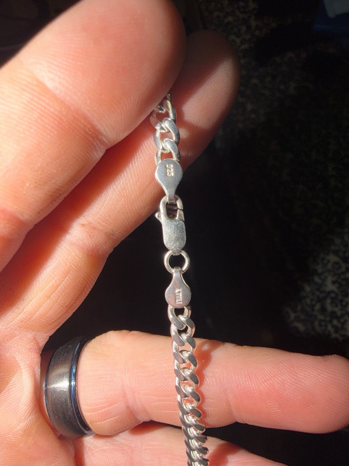 Italian 925 Sterling Silver Cuban/curb Link Chain 32g 26 Inch Length 3/16Wide