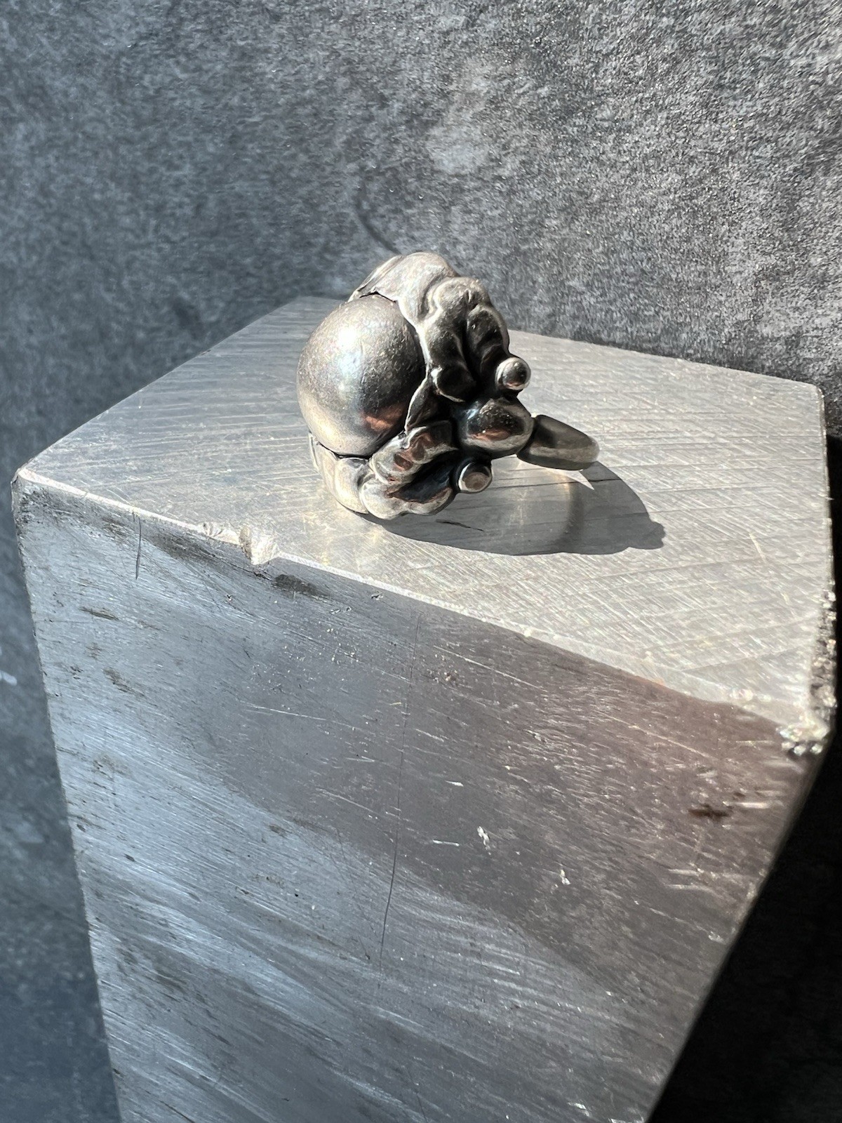 SZ 6.5 GEORG JENSEN Antique 830 Silver Denmark Sterling Ring Arts Crafts Vintage