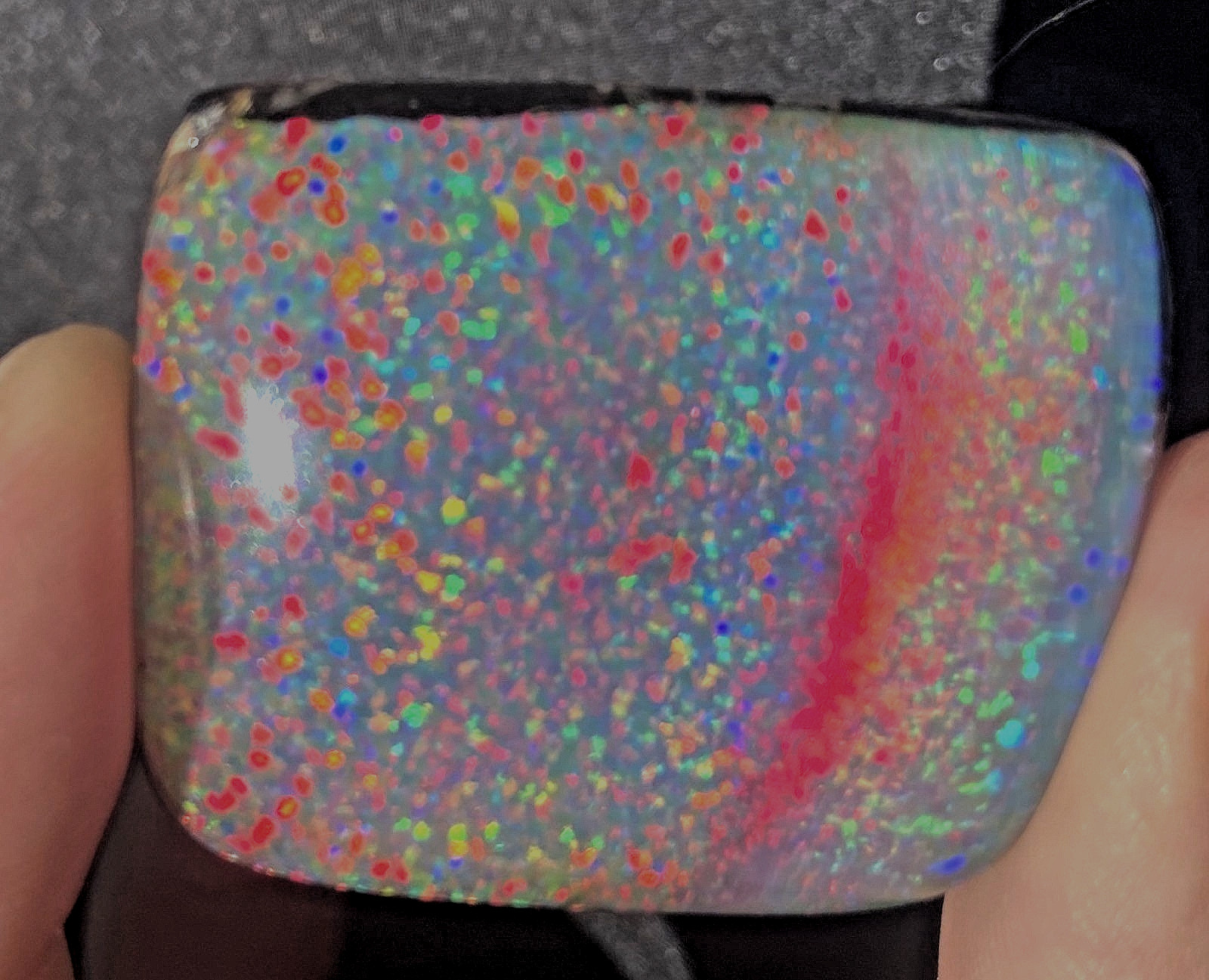 OPAL TRIPLET AMAZING LARGE CABOCHON BRIGHT COLOR PLAY 110 CARATS or 22 GRAMS