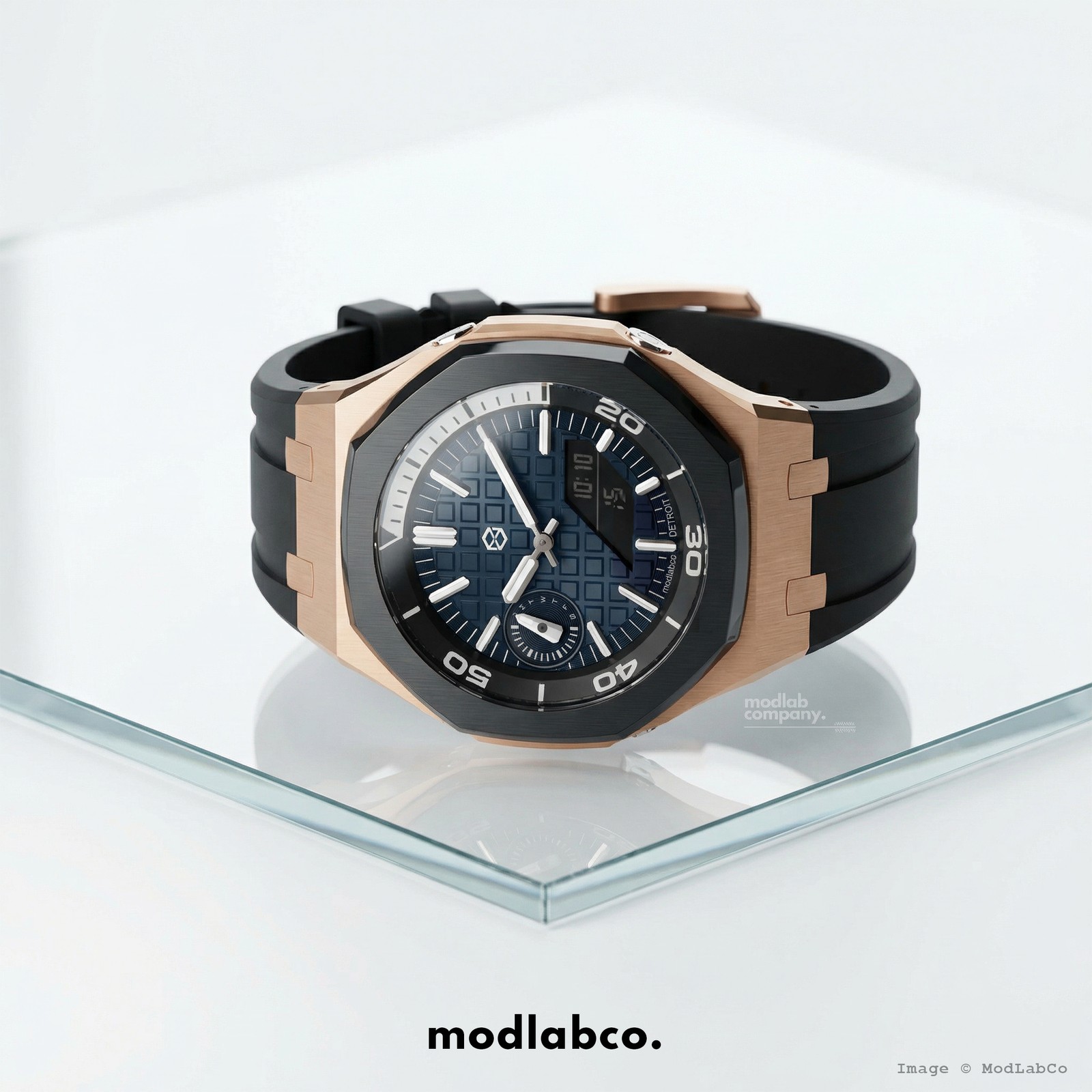 MLC-337 modlab company BESPOKE GA-2100 Casioak Navy Dial Rose Gold Rubber 42mm C