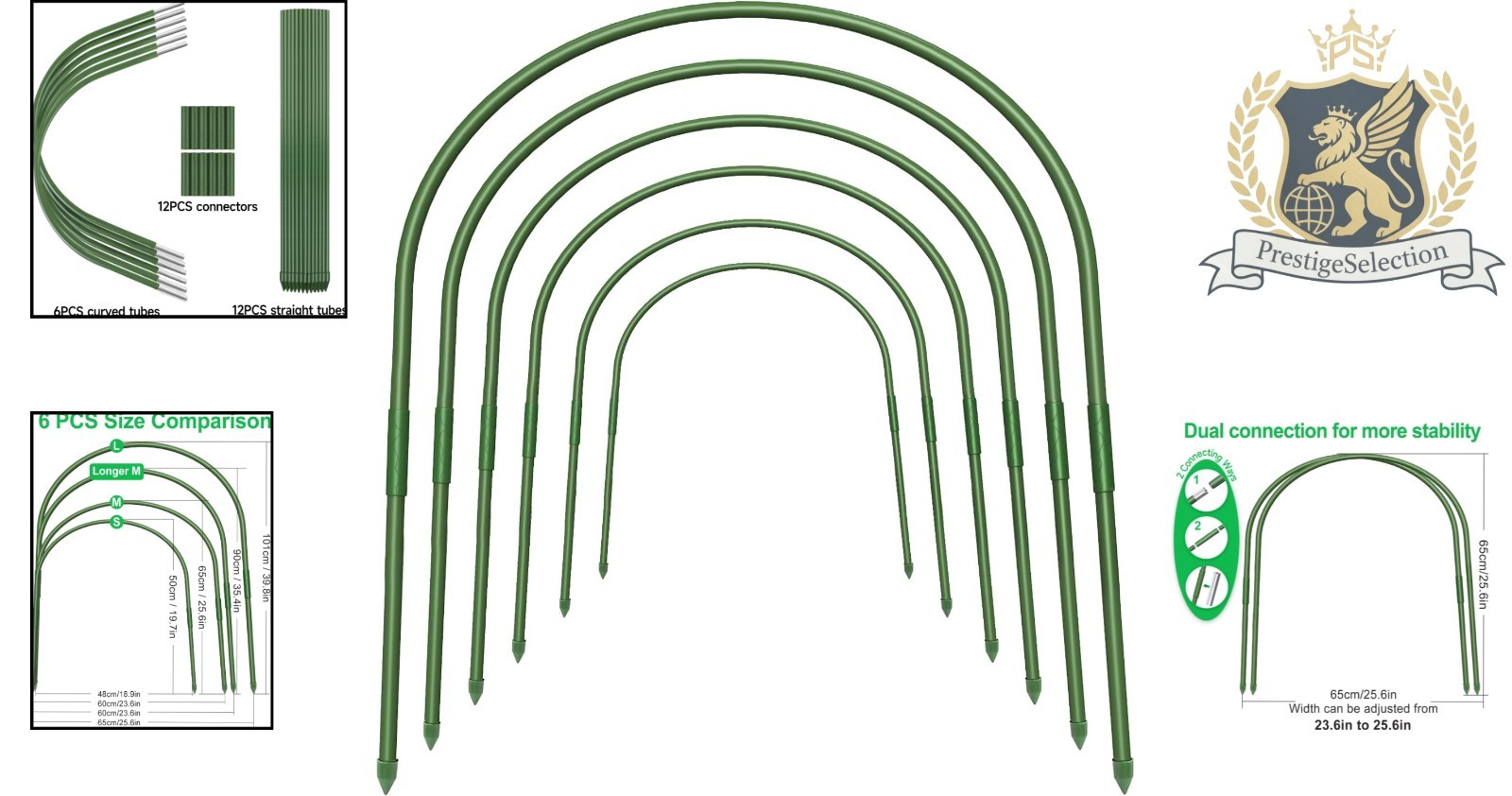Durable 6Pc Garden Hoops – 23.6” x 25.6” for Indoor & Outdoor Plant Support