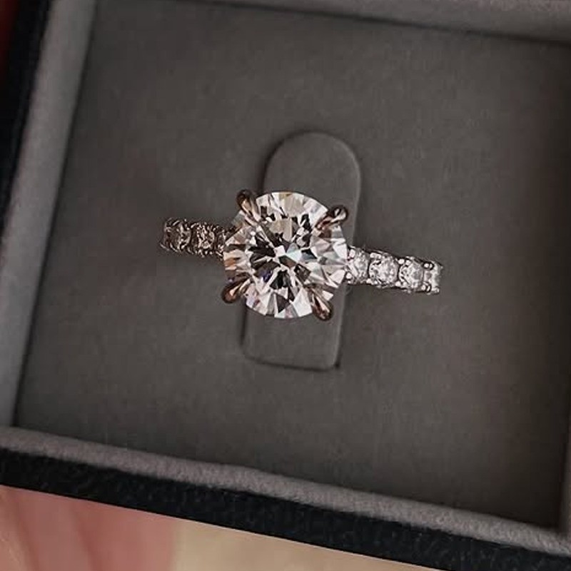 2.30 CTW Round Cut Moissanite Classic Engagement Ring 14K Multi Tone Gold Plated