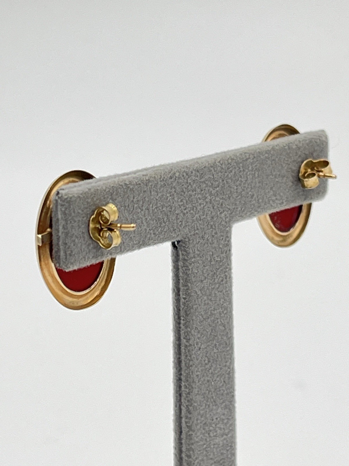 16mm Red Coral Paste 14kt Gold Cameo Earrings – Vintage Handmade