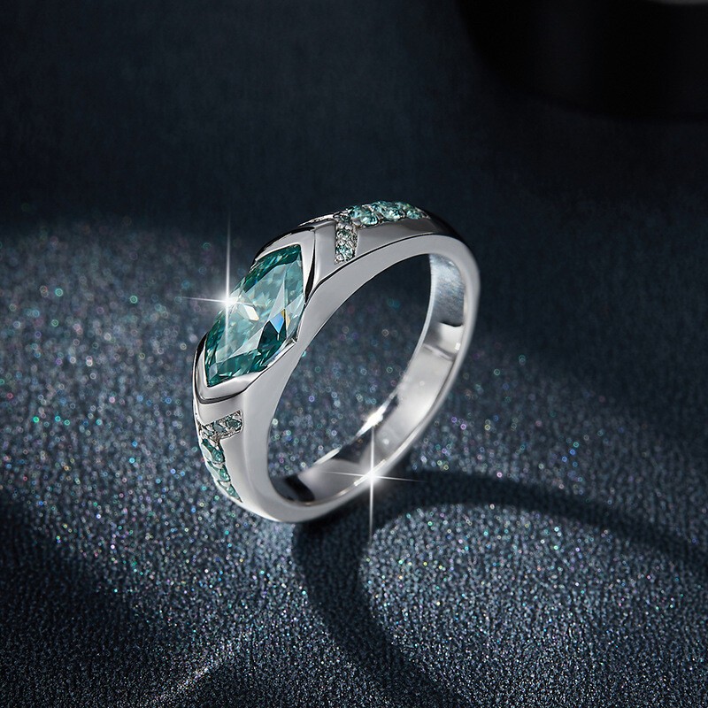 1 Carat Green Moissanite Engagement Band Ring 925 Sterling Silver – Pass Tester