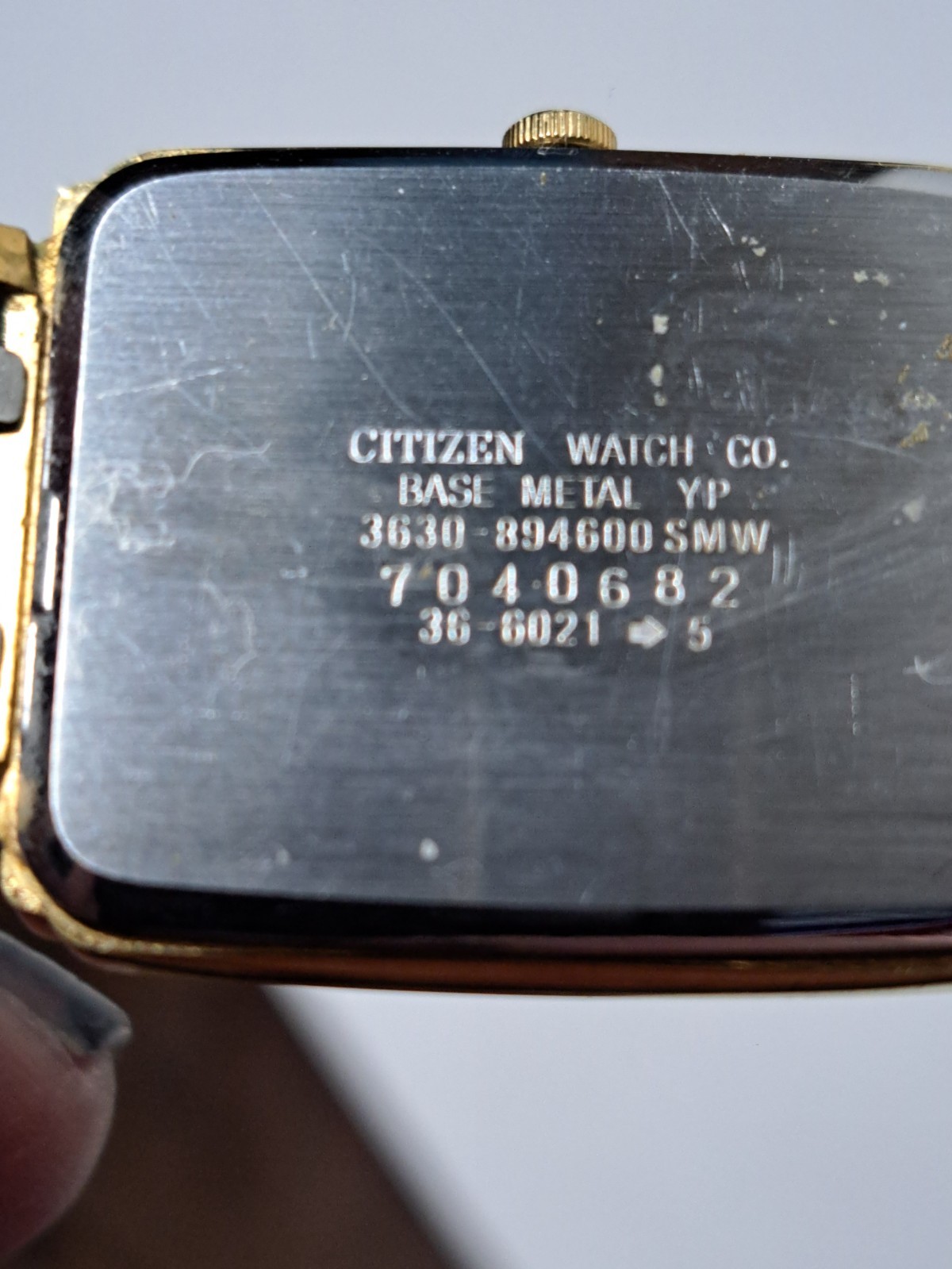 Vintage Citizen CQ Quartz Gold Tone Mens Tank Watch 3630-894600