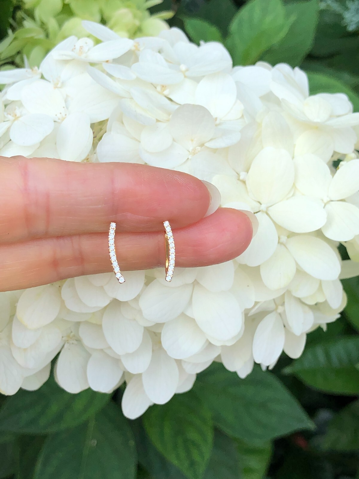925 Sterling Silver CZ Curved Bar Climber Earrings Gold TINY 13mm x1mm Girls