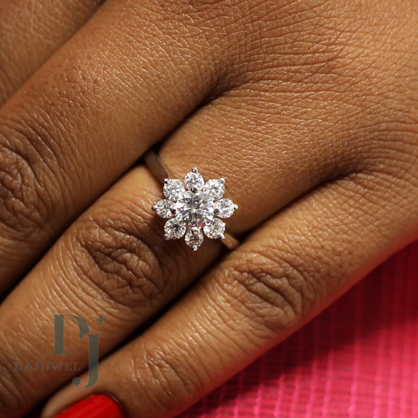2.50 Carat Round Cut Moissanite Floral Engagement Ring Solid 14K White Gold