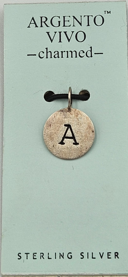 Argento Vivo X6302 Sterling Silver 925 Initial Letter Disc Charm ‘A’
