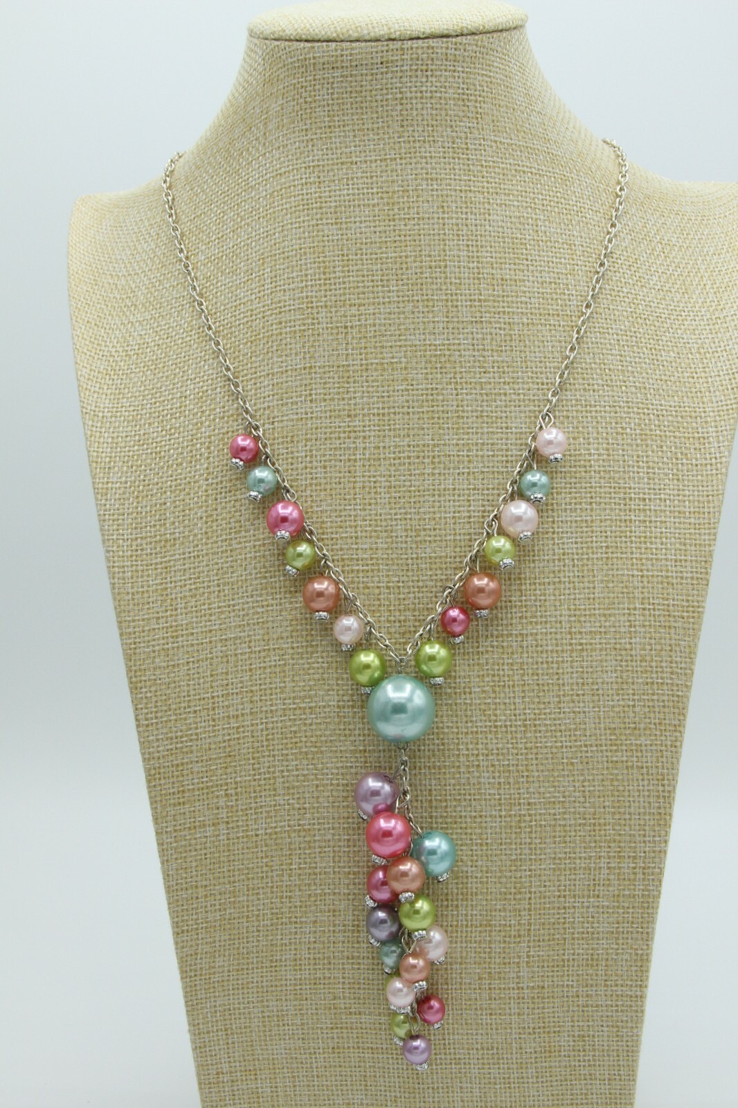 Mermaid Iridescent Pearl Necklace 26″ Gold Purple Blue Sparkle Core Aesthetic