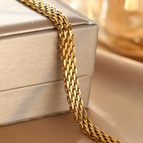 Stainless steel 18K European and American trendy chain woven bracelet