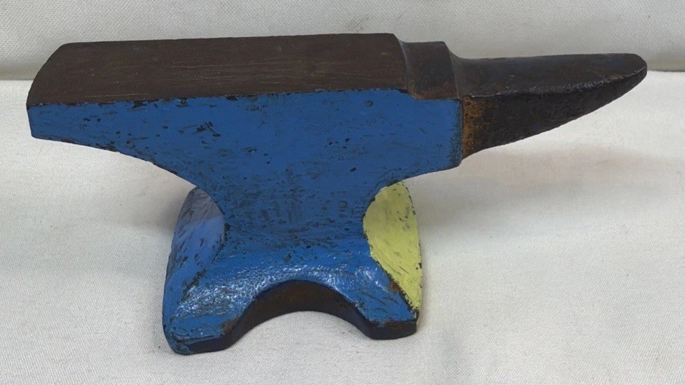 One Pound Vintage Blue And Yellow Anvil