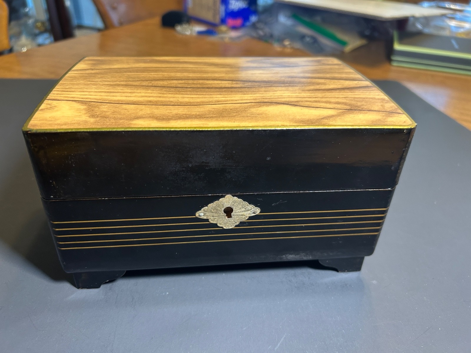 Vintage Music Jewelry Box Spinning Ballerina Mirrored Interior Lock & Key Works