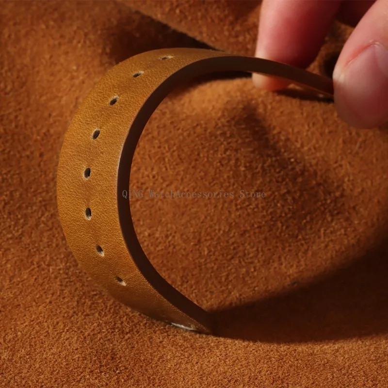 Correa de reloj de cuero con cera de aceite vintage para hombre y mujer, 18/19/2