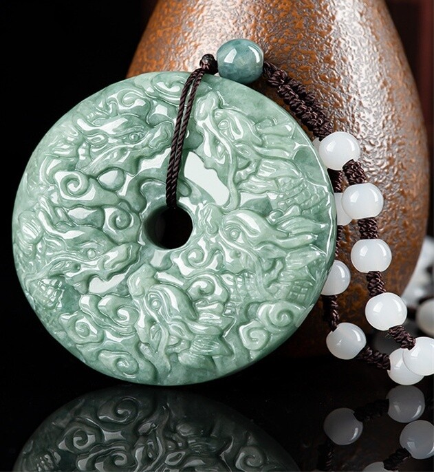 Jade Dragon Necklace Pendant Peace Buckle Jadeite Necklace Men Women JewelryGift
