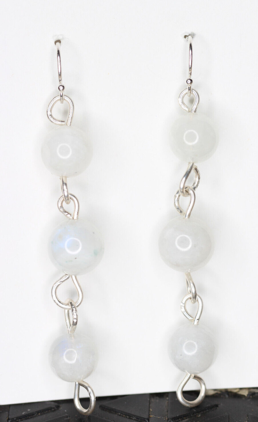 Moonstone Natural White 8mm & 10mm Gemstone .925 Sterling Silver Earrings 2.50″