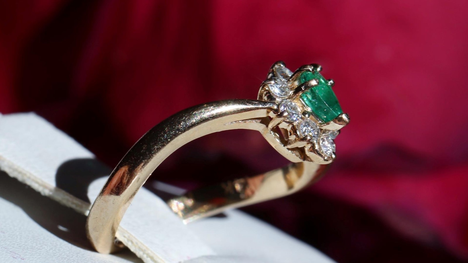 14k yellow gold 0.27ct natural diamond sz 4.5 ring emerald vintage treated 2.99g