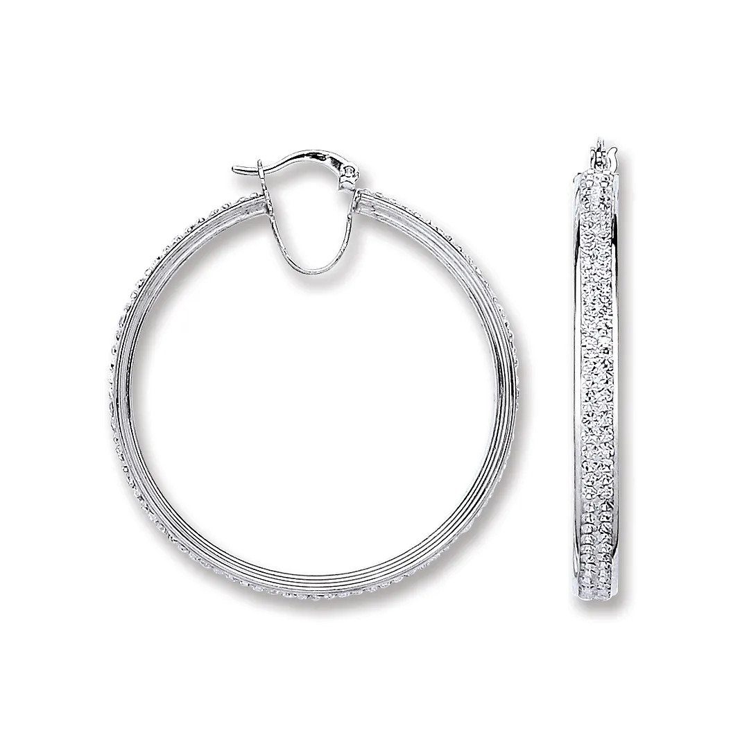 Hoop Earrings Sterling Silver Extra Large Crystal Womens Jewellery