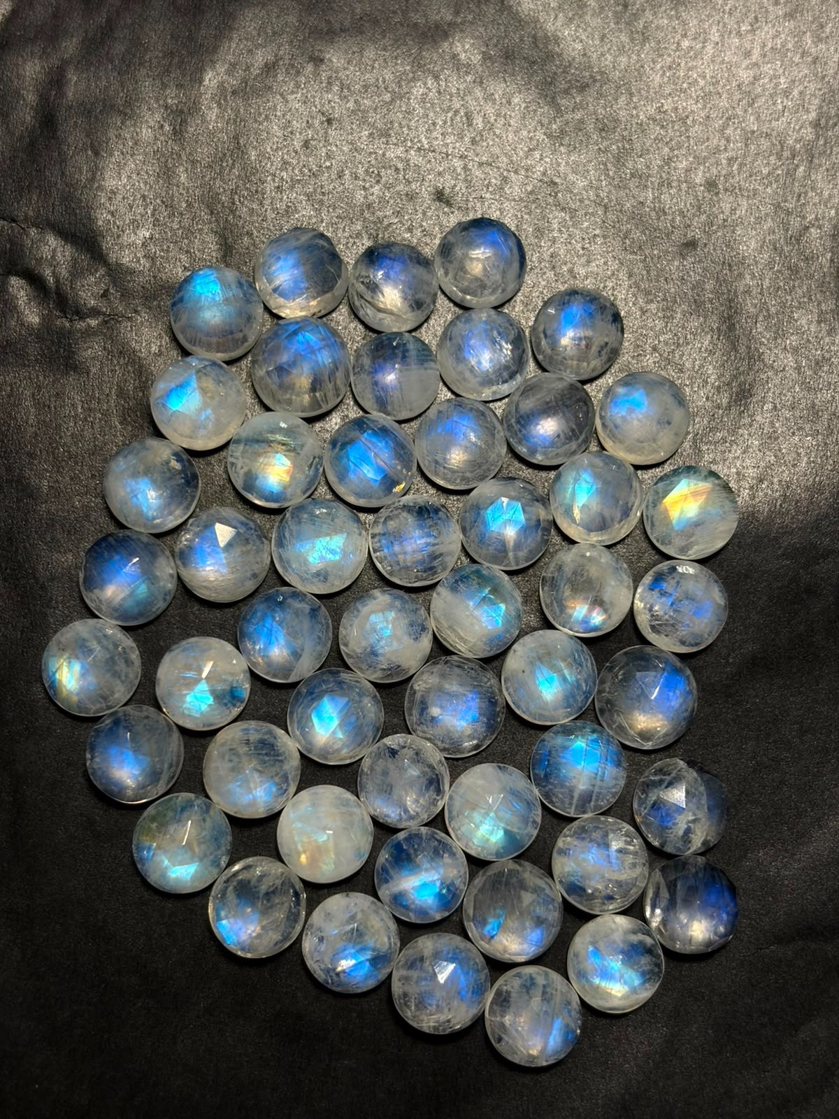 Rainbow Moonstone A One Quality 7 mm Natural Moonstone Rose Cut Loose Gemstone