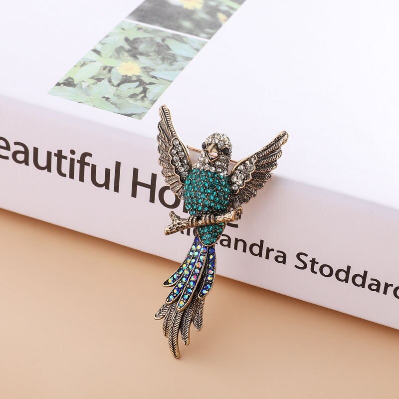 Rhinestone Fashion Bird Brooches For Women Parrot Pin Bid Brooch Vintage Style