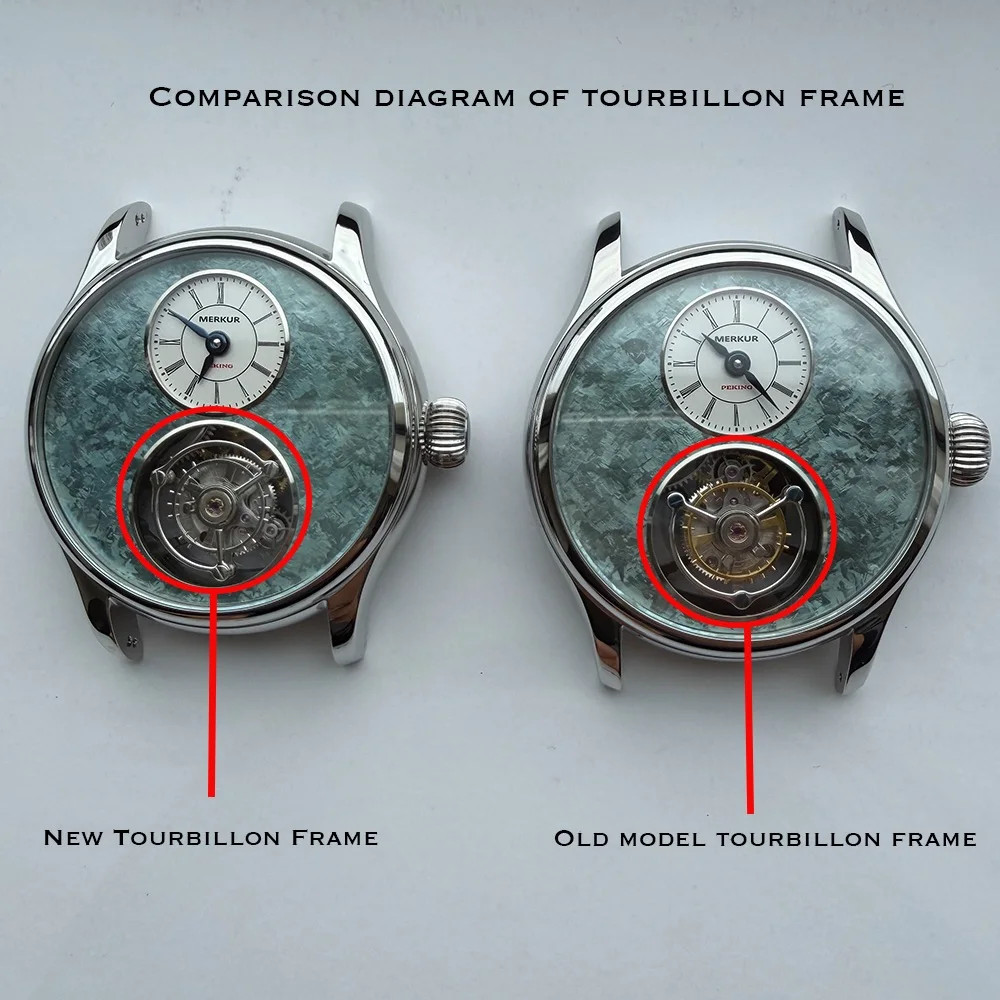 Merkur Tourbillon Watch Sapphire Waterproof Mechanical Wristwatch Men Leather Ba