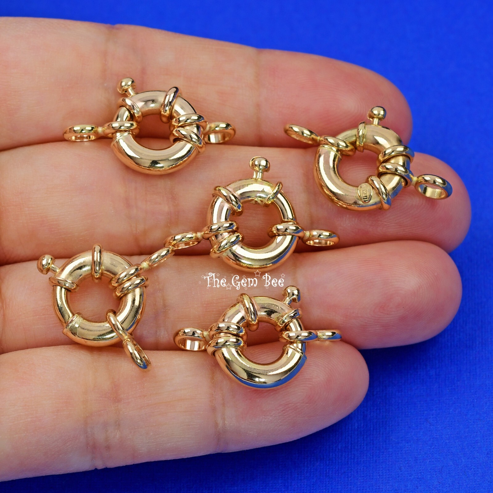 Heavy 12.9MM 14k Solid Yellow Gold Designer Spring Bolt Ring Sailors Clasp