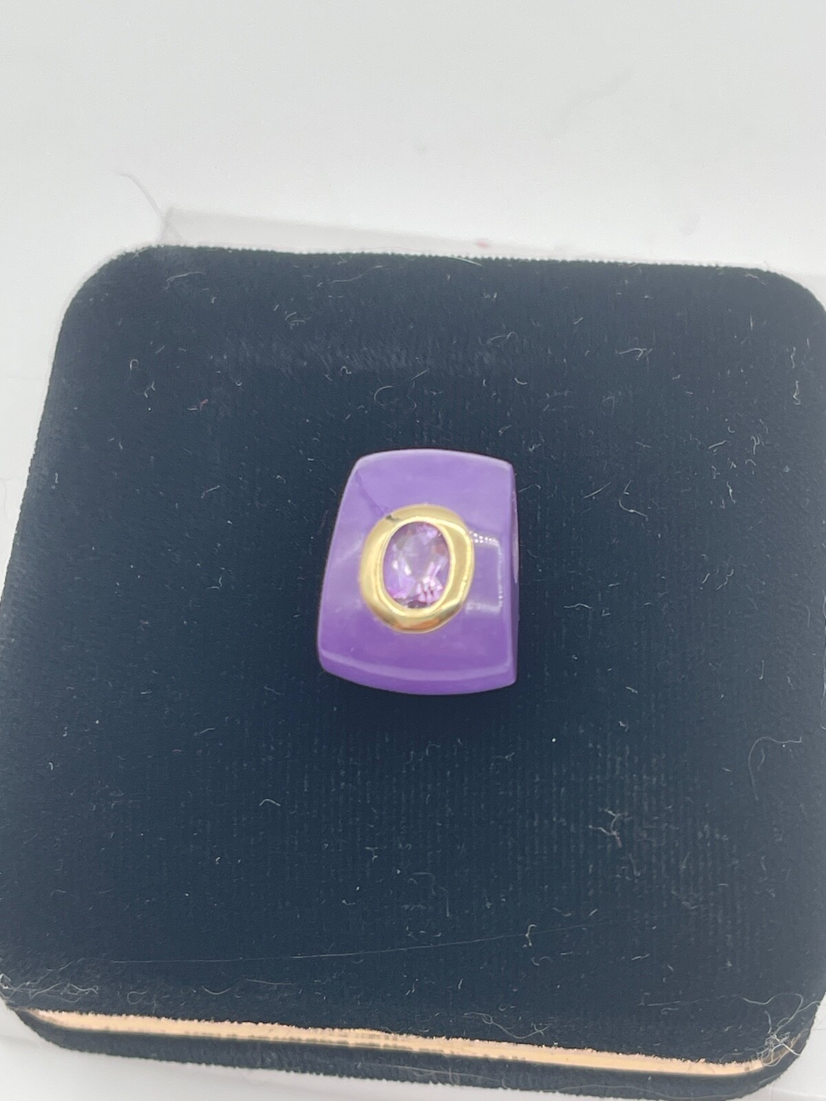 14k Gold Lavander Jade & Amethyst Pendant Slide
