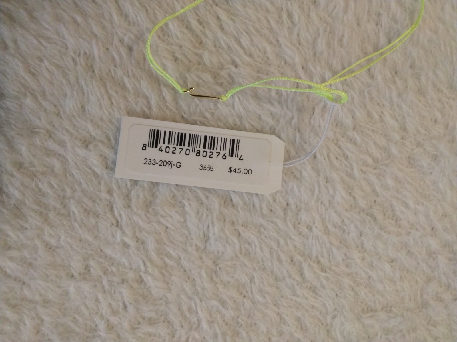Gorjana Prism Alphabet Lime Green String Bracelet Gold Plated Letter J NWT