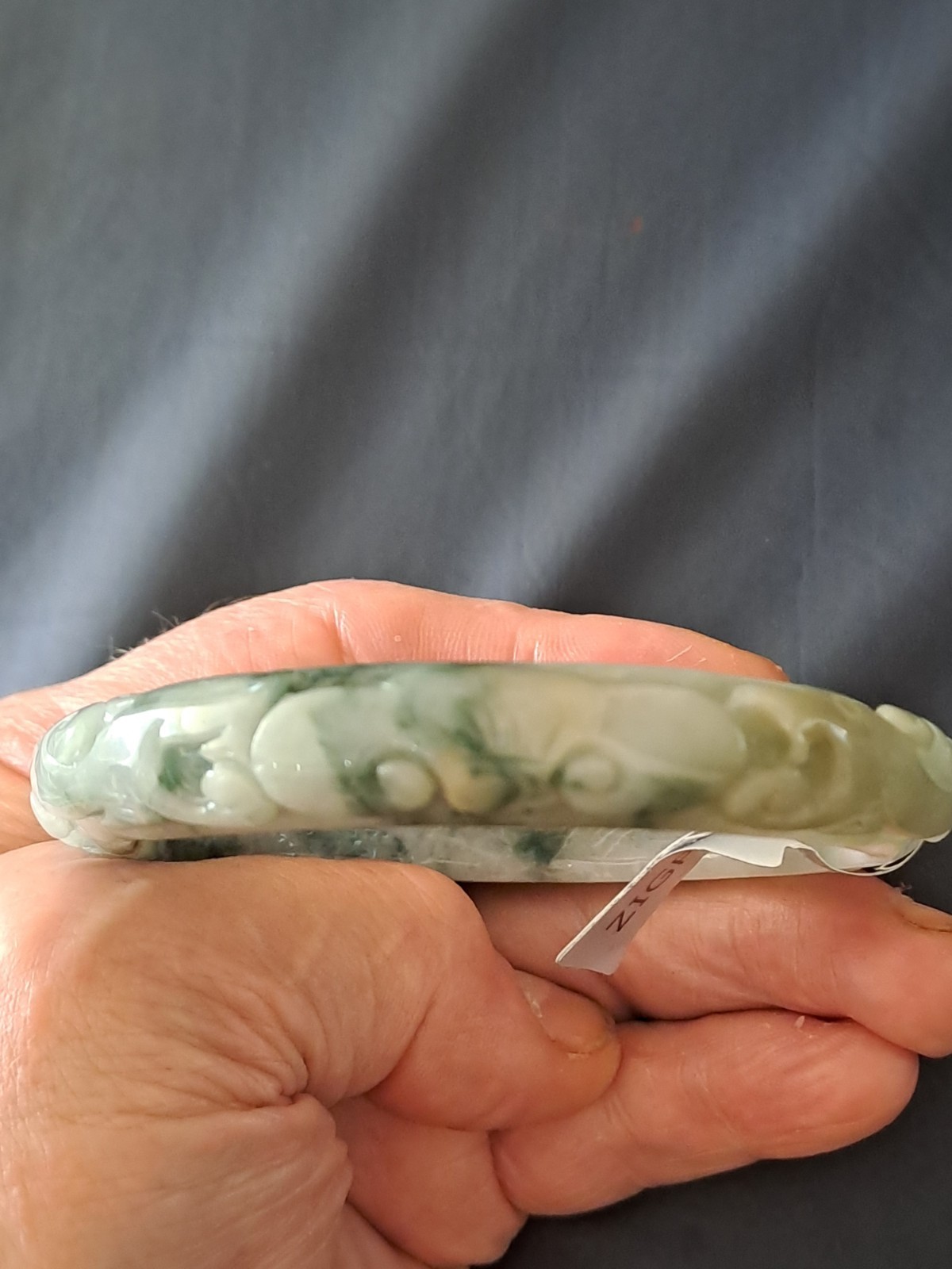 BURMESE JADEITE GRADE A CERTIFIED 300CTS ” DRAGON & PHOENIX ” CARVED BANGLE