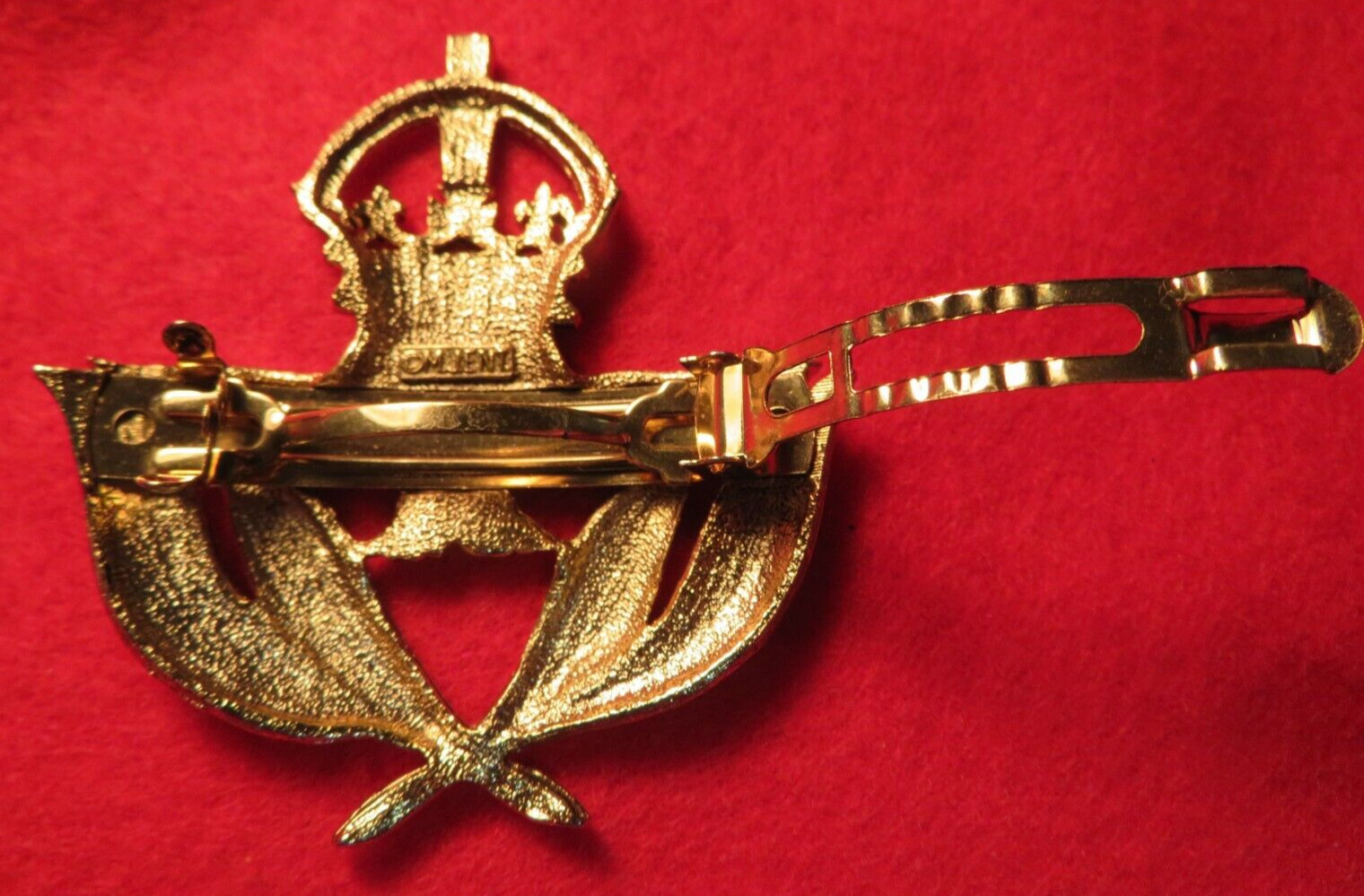 Vintage M.J.ENT Gold Tone Hair Clip Barrette Crown Eagle & Palms