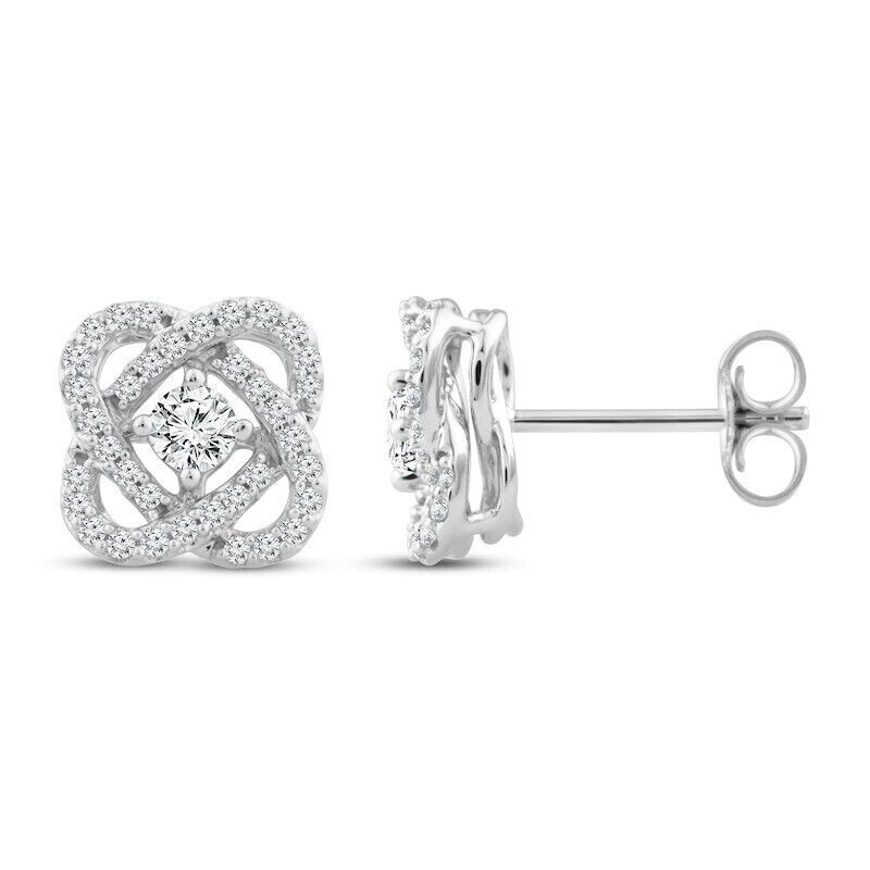 1Ct Brilliant Cut Moissanite Center of Me Design Stud Earrings in 925 Silver