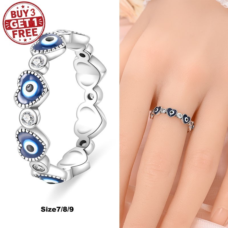 PANDACH Sterling Silver Evil Eye Rings For Women – Elegant Band Rings Jewelry