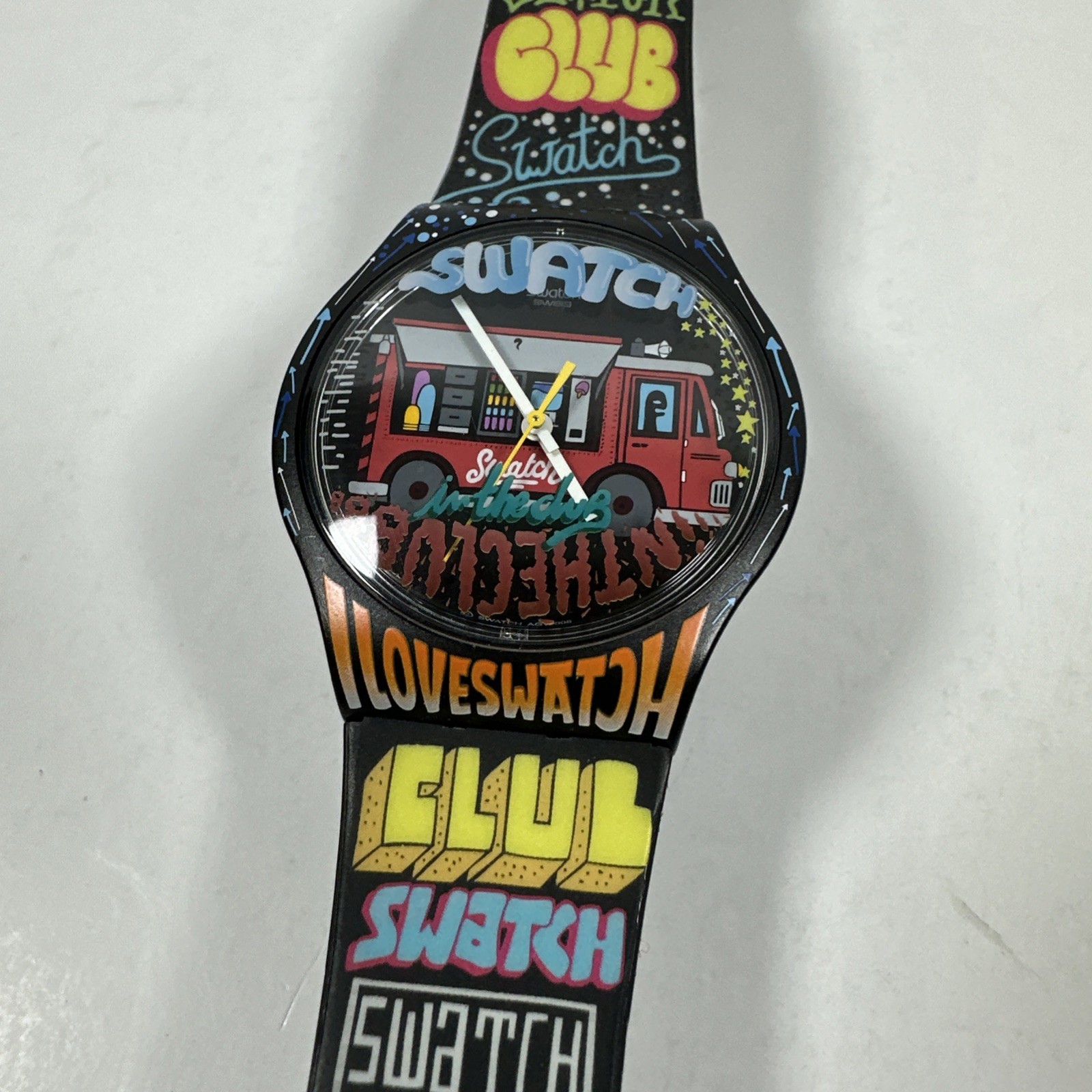 Swatch Club 2008 In The Club Graffiti Truck Watch Swiss Tested Works New Battery