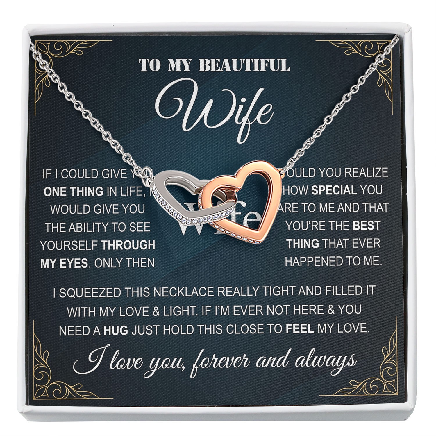 Romantic Wife Necklace Gift, Beautiful Forever Love Jewelry Gift For Wife