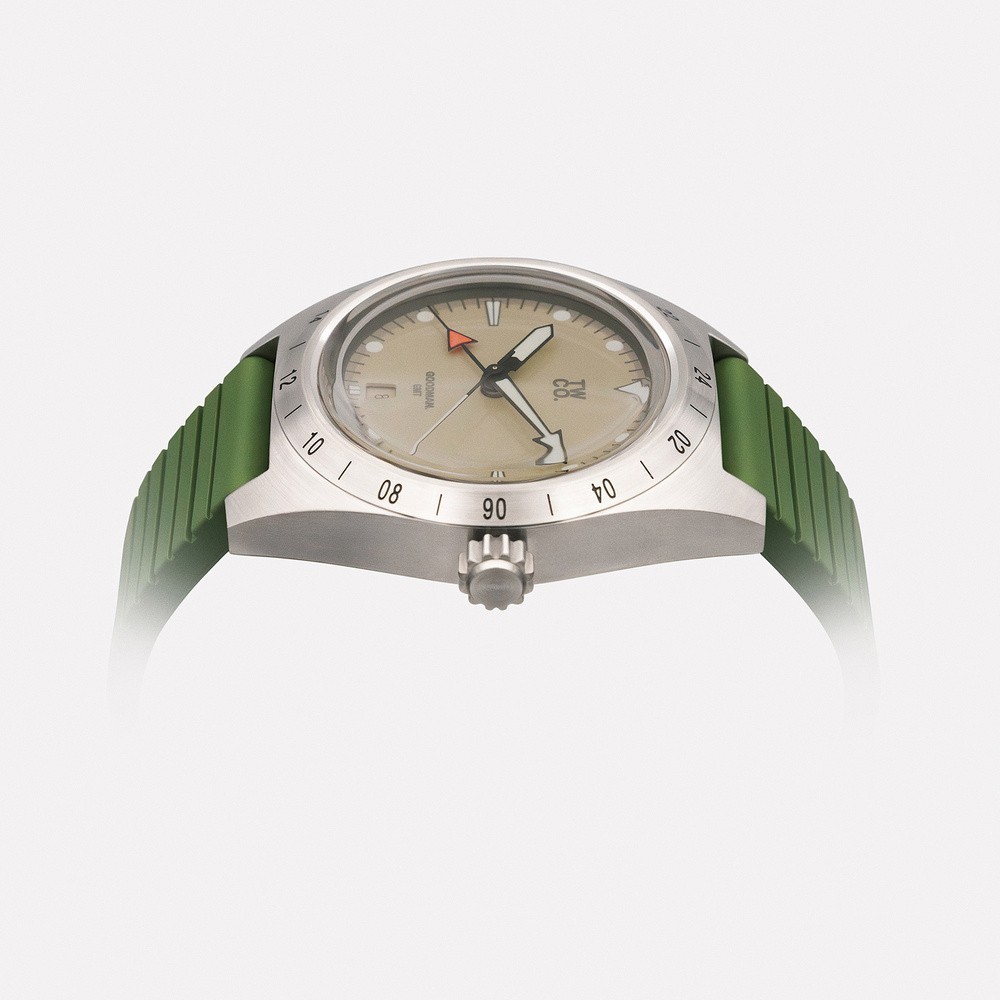 TWCO. GOODMAN GMT Automatic Steel Sand Date Rubber Green Men’s Watch