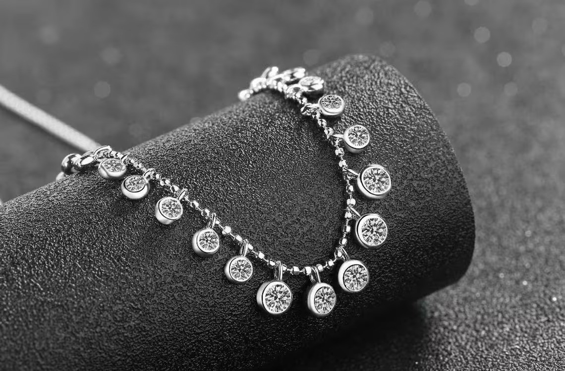 Rare 25 Ct Certified Treated Gorgeous White Diamonds Chain Necklace,925 Silver