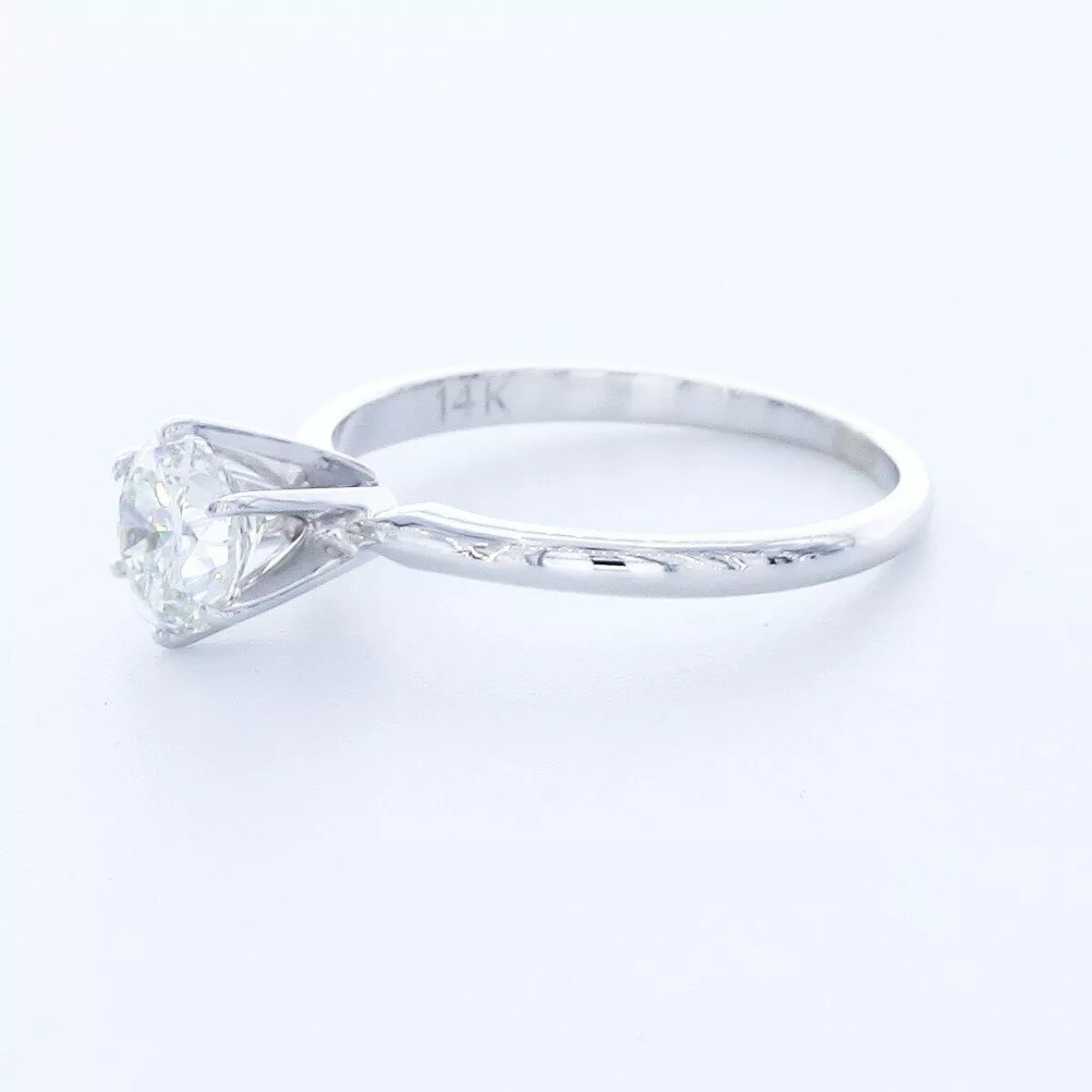 Solitaire Engagement Ring 14K Gold Classic 1.16 CT Round Lab-Grown Diamond F VS2