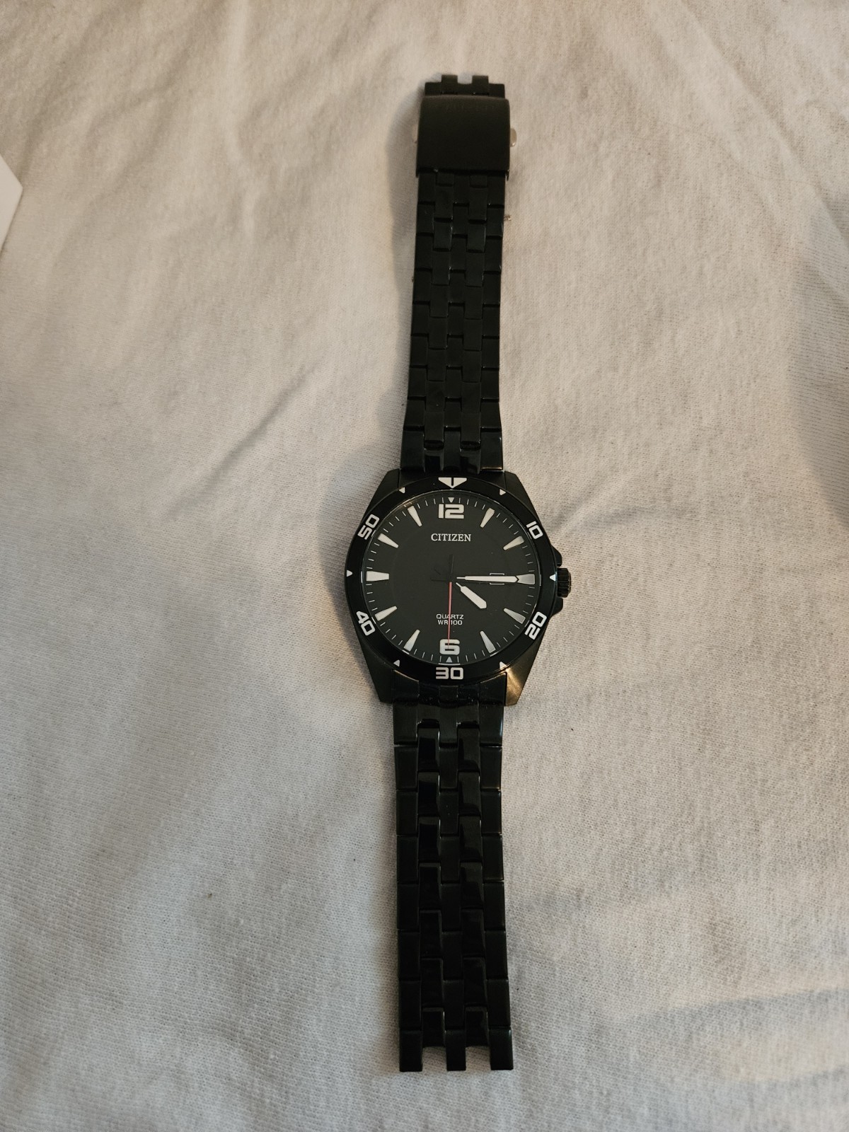 Citizen Quartz WR100 Men’s Black 100m Sport Watch Date Steel Bracelet w/ Box
