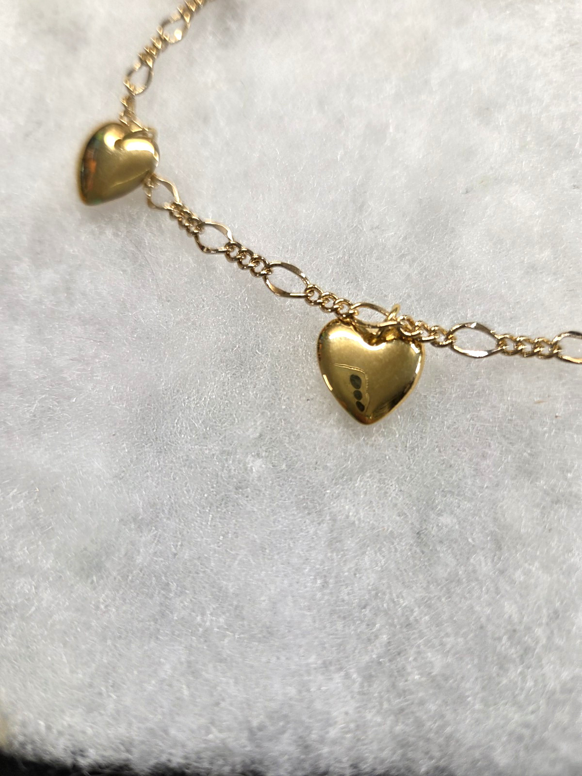 Vtg-mod nos gold tone chain Heart tassel Anklet